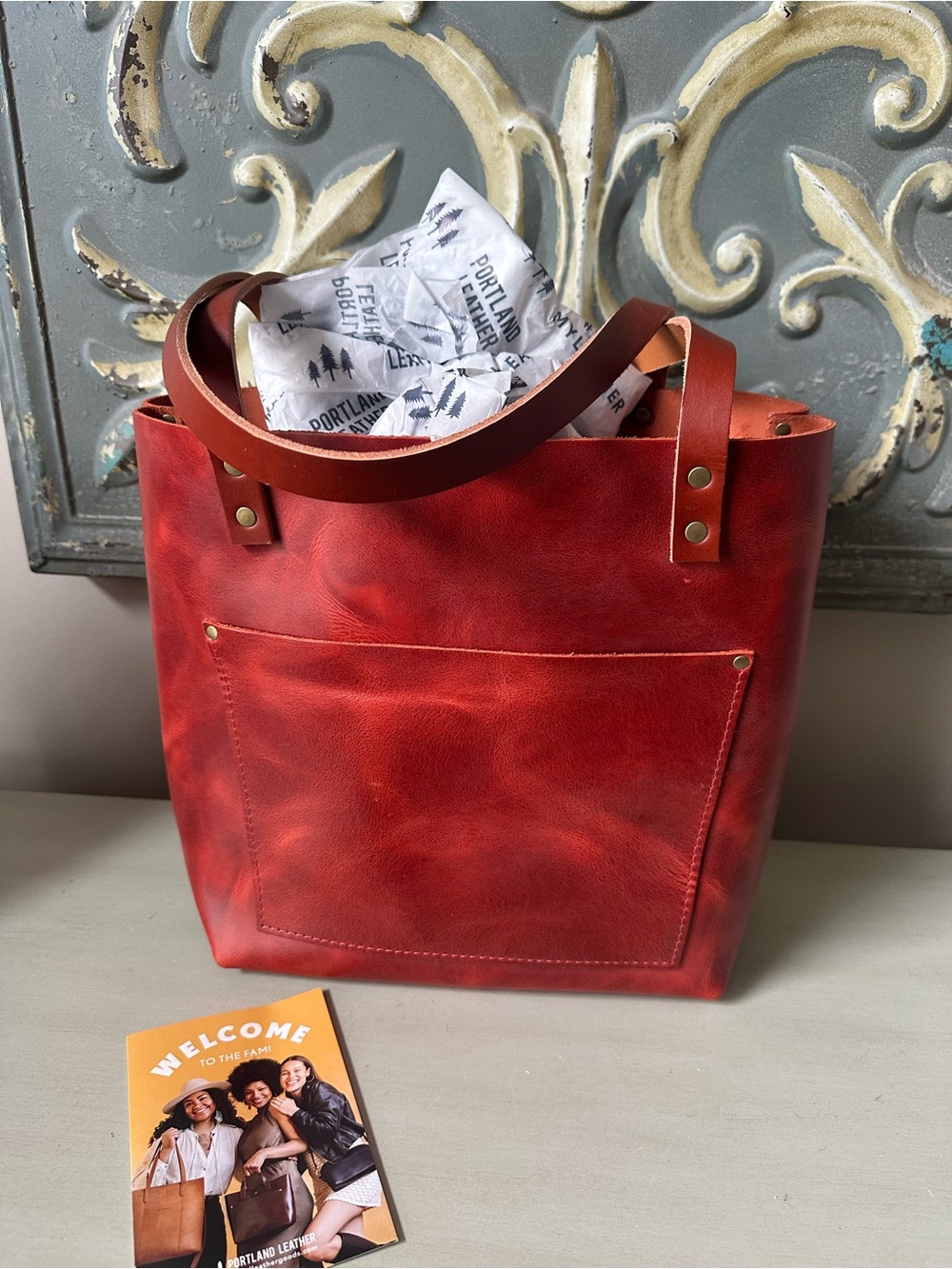 Portland leather tote bag never used